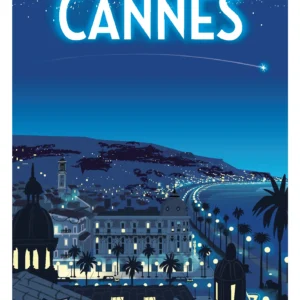 336-cannes nuit étoilée Affiche, Tirage Art, Digigraphie, Illustration, œuvre, Poster, Fine Art, Design. Monsieur Z