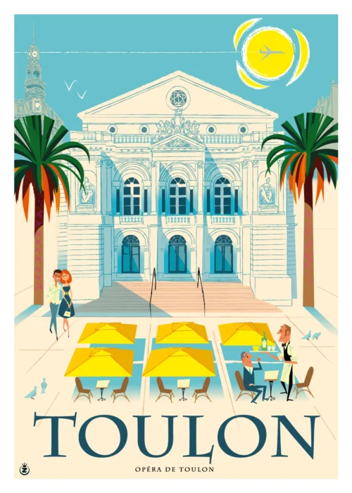 340-opera de Toulon, Provence, Côte d'azur, Affiche, Tirage Art, Digigraphie, Illustration, œuvre, Poster, Fine Art, Design. Monsieur Z