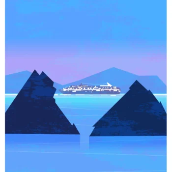 341- deuxf reres Toulon Bay, Paquebot, Affiche, Tirage Art, Digigraphie, Illustration, œuvre, Poster, Fine Art, Design. Monsieur Z