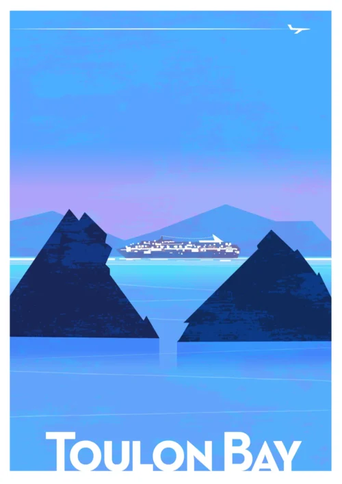 341- deuxf reres Toulon Bay, Paquebot, Affiche, Tirage Art, Digigraphie, Illustration, œuvre, Poster, Fine Art, Design. Monsieur Z