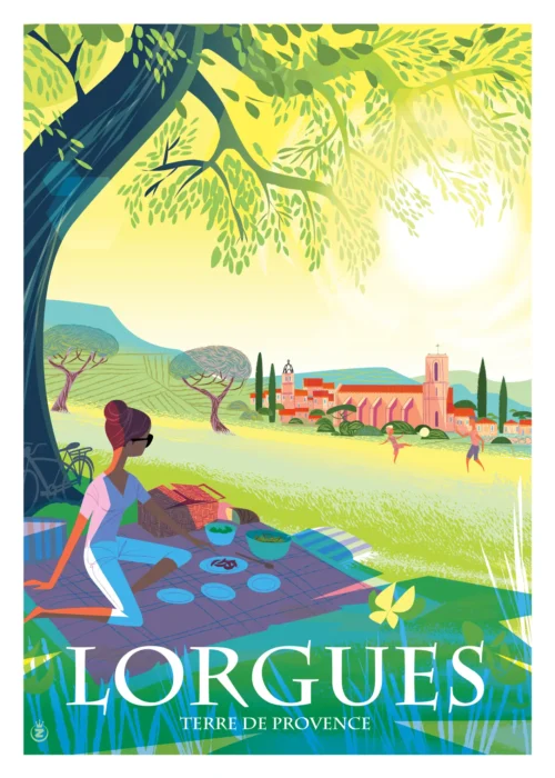 343-lorgues picnic, Terre de Provence, Affiche, Tirage Art, Digigraphie, Illustration, œuvre, Poster, Fine Art, Design. Monsieur Z