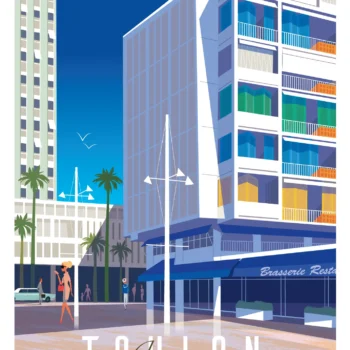 346-Toulon angle frontale Architecture, Provence, Méditerranée, Affiche, Tirage Art, Digigraphie, Illustration, œuvre, Poster, Fine Art, Design. Monsieur Z