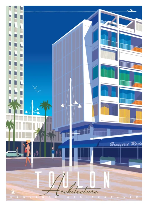 346-Toulon angle frontale Architecture, Provence, Méditerranée, Affiche, Tirage Art, Digigraphie, Illustration, œuvre, Poster, Fine Art, Design. Monsieur Z