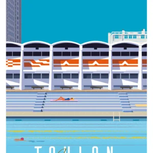 348-Toulon piscine hauteur Affiche, Tirage Art, Digigraphie, Illustration, œuvre, Poster, Fine Art, Design. Monsieur Z