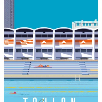 348-Toulon piscine hauteur Affiche, Tirage Art, Digigraphie, Illustration, œuvre, Poster, Fine Art, Design. Monsieur Z