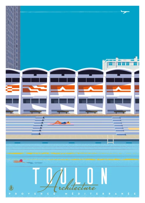 348-Toulon piscine hauteur Affiche, Tirage Art, Digigraphie, Illustration, œuvre, Poster, Fine Art, Design. Monsieur Z