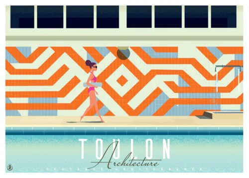 349-TOULON PISCINE MOSAIQUE architecture, Provence, Affiche, Tirage Art, Digigraphie, Illustration, œuvre, Poster, Fine Art, Design. Monsieur Z