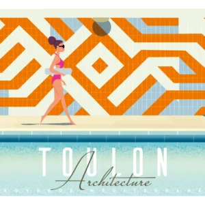 350-Toulon piscine mur pano, Architecture, Provence méditerranée, Affiche, Tirage Art, Digigraphie, Illustration, œuvre, Poster, Fine Art, Design. Monsieur Z
