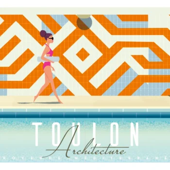 350-Toulon piscine mur pano, Architecture, Provence méditerranée, Affiche, Tirage Art, Digigraphie, Illustration, œuvre, Poster, Fine Art, Design. Monsieur Z