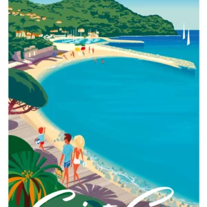356-La madrague Plage, Saint-Cyr sur mer, Affiche, Tirage Art, Digigraphie, Illustration, œuvre, Poster, Fine Art, Design. Monsieur Z