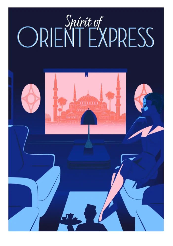 362- Spirit of orient Express train, service de luxe, Affiche, Tirage Art, Digigraphie, Illustration, œuvre, Poster, Fine Art, Design. Monsieur Z