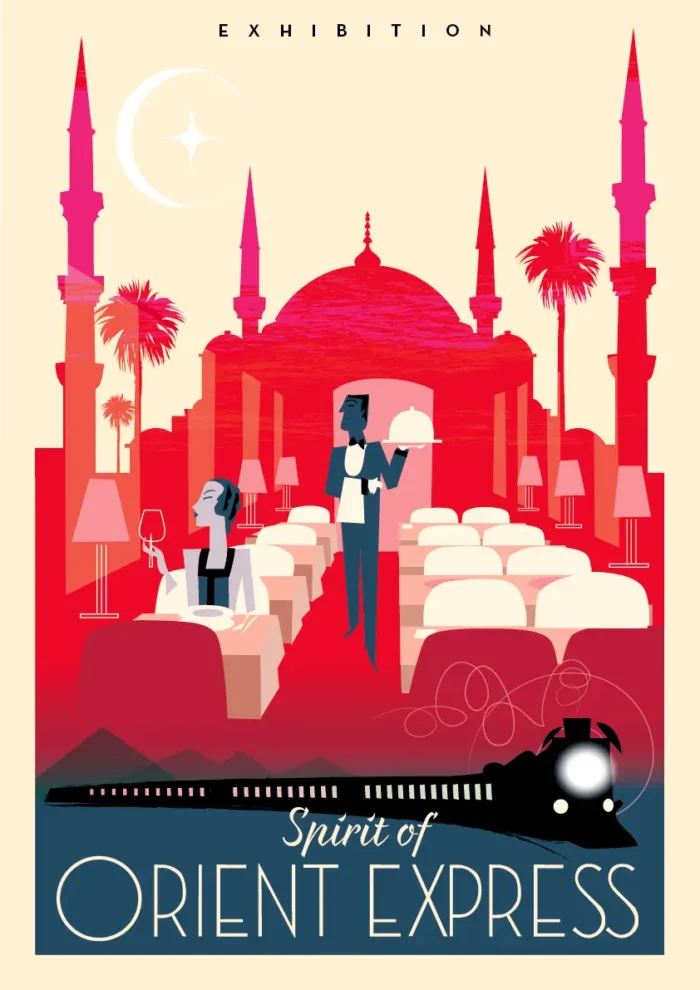Affiche d'un serveur à bord de l'Orient-Express par Monsieur Z