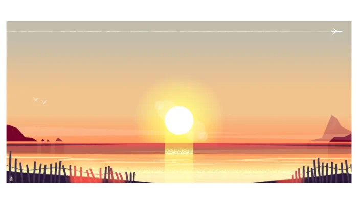 Affiche panoramique d'un coucher de soleil à l'Almanarre à Hyères par Monsieur Z