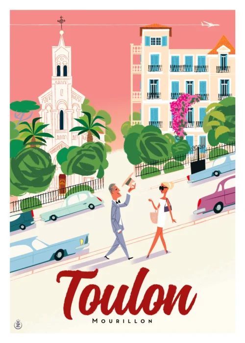 367-toulon Mourillon saint flavien rose Affiche, Tirage Art, Digigraphie, Illustration, œuvre, Poster, Fine Art, Design. Monsieur Z