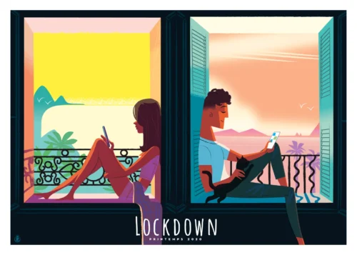 368-Together Confinement Covid 19, Affiche, Tirage Art, Digigraphie, Illustration, œuvre, Poster, Fine Art, Design. Monsieur Z