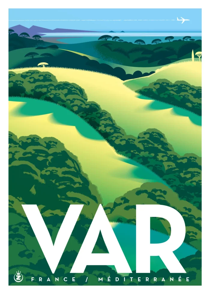 375-Var vert Monsieur Z 375-Var vert, Méditerranée, Affiche, Tirage Art, Digigraphie, Illustration, œuvre, Poster, Fine Art, Design. Monsieur Z