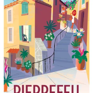 378-pierrefeu Var, porte des maures, Affiche, Tirage Art, Digigraphie, Illustration, œuvre, Poster, Fine Art, Design. Monsieur Z