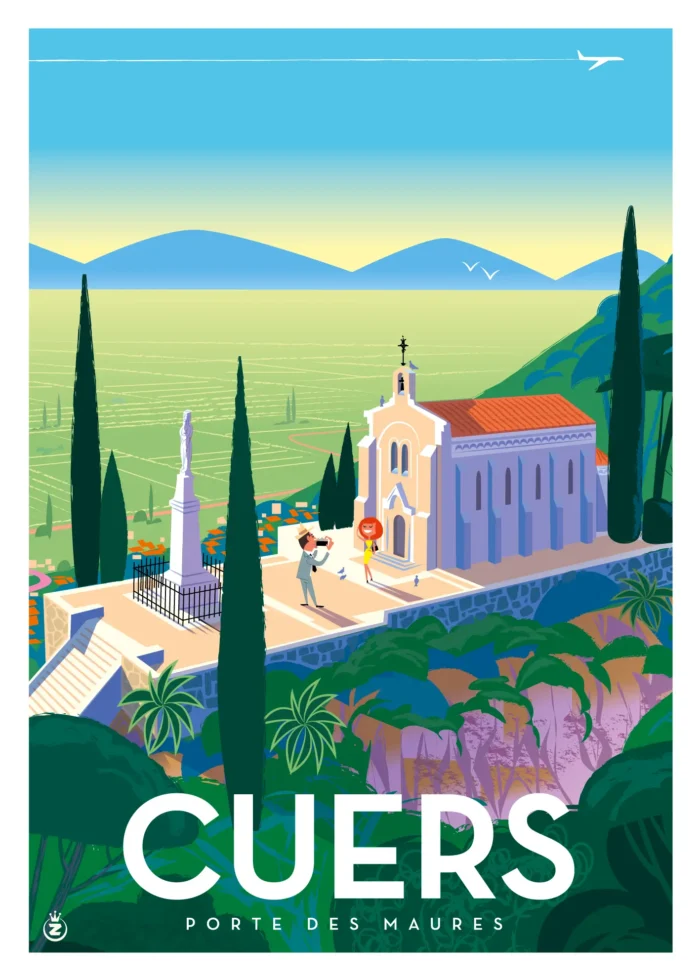 Affiche du bourg provencal de Cuers par Monsieur Z