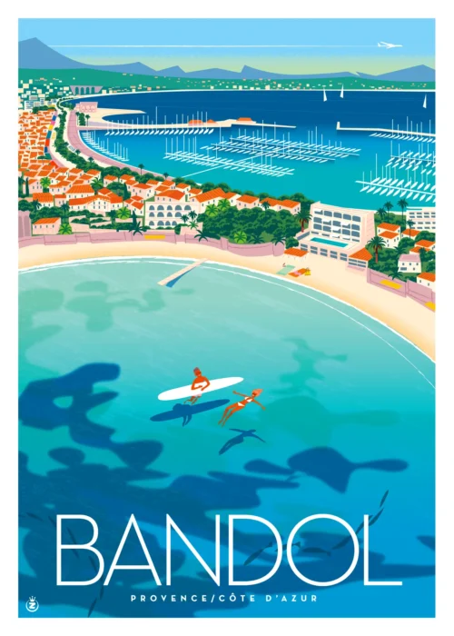 383-Bandol extase Côte d'azur, Provence, Affiche, Tirage Art, Digigraphie, Illustration, œuvre, Poster, Fine Art, Design. Monsieur Z