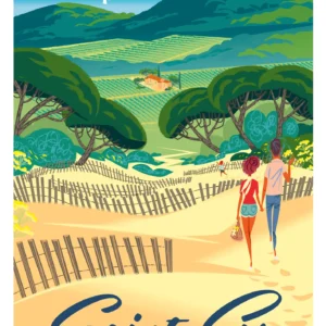 385-saint Cyr sur mer dune la colline de sable Affiche, Tirage Art, Digigraphie, Illustration, œuvre, Poster, Fine Art, Design. Monsieur Z