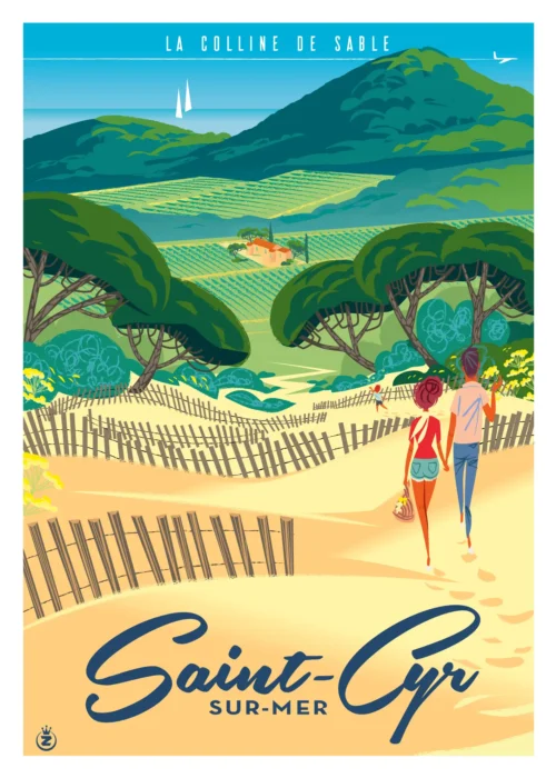 385-saint Cyr sur mer dune la colline de sable Affiche, Tirage Art, Digigraphie, Illustration, œuvre, Poster, Fine Art, Design. Monsieur Z