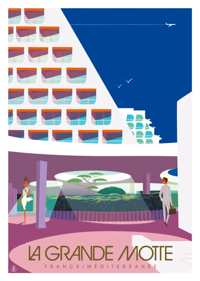 Affiche de l'immeuble Acapulco à La Grande Motte par Monsieur Z