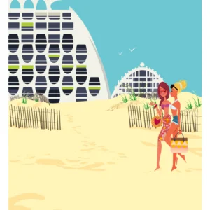 396-grande motte poseidon, France, Affiche, Tirage Art, Digigraphie, Illustration, œuvre, Poster, Fine Art, Design. Monsieur Zméditerranée,