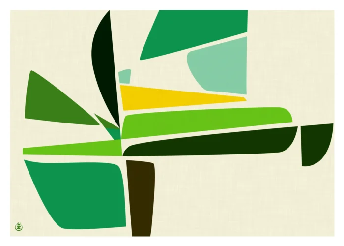 Affiche abstraite Allgreen, camaieu de verts, par Monsieur Z