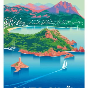 404-baie d'agay Saint Raphaël, côte d'azur, Affiche, Tirage Art, Digigraphie, Illustration, œuvre, Poster, Fine Art, Design. Monsieur Z