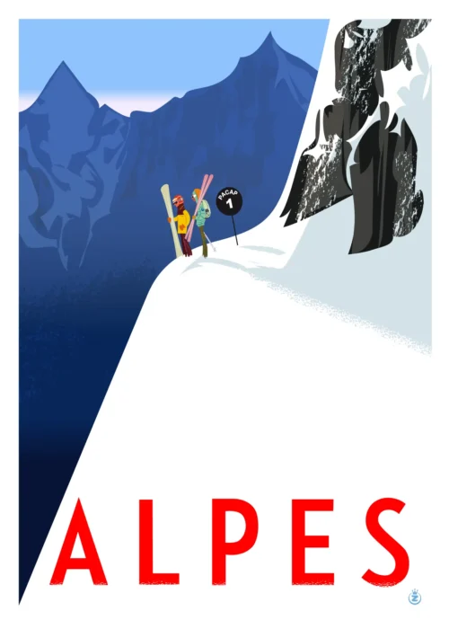 410-alpes pacap, Skieur, Ski, Montagne, Affiche, Tirage Art, Digigraphie, Illustration, œuvre, Poster, Fine Art, Design. Monsieur Z