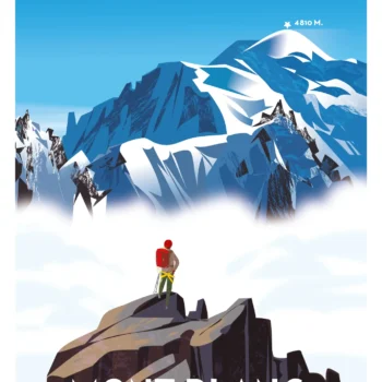 411-massif du Mont blanc, Chamonix, 4810m, Affiche, Tirage Art, Digigraphie, Illustration, œuvre, Poster, Fine Art, Design. Monsieur Z