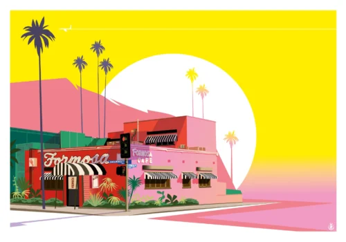 416-cafe formos miami, Affiche, Tirage Art, Digigraphie, Illustration, œuvre, Poster, Fine Art, Design. Monsieur Z