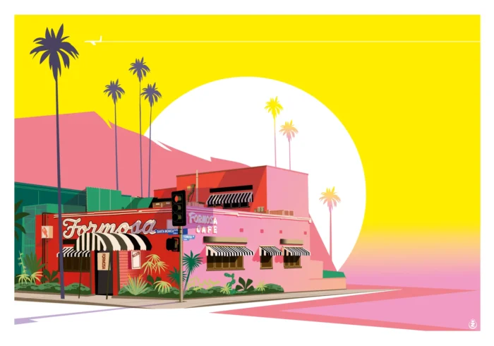 416-cafe formos Monsieur Z Affiche du décor californien rétro du café Formosa par Monsieur Z