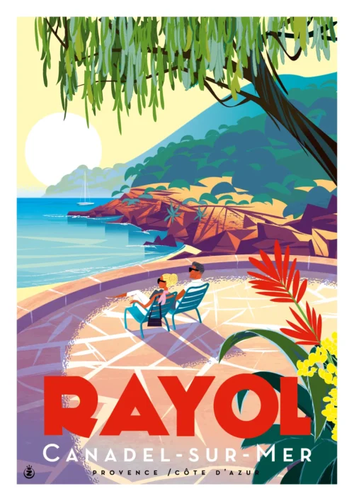 419-rayol vue couple fauteuil Canadel sur mer, provence côte d'azur, Affiche, Tirage Art, Digigraphie, Illustration, œuvre, Poster, Fine Art, Design. Monsieur Z
