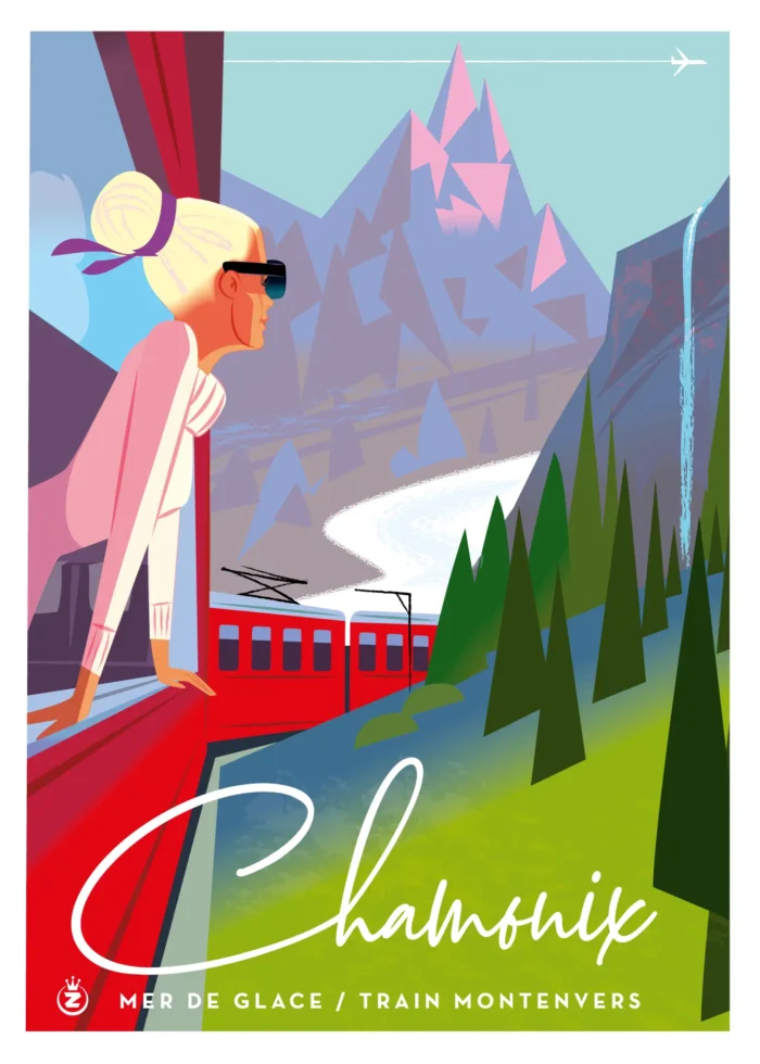 Affiche de la vue depuis la cabine du train du Montenvers à Chamonix par Monsieur Z