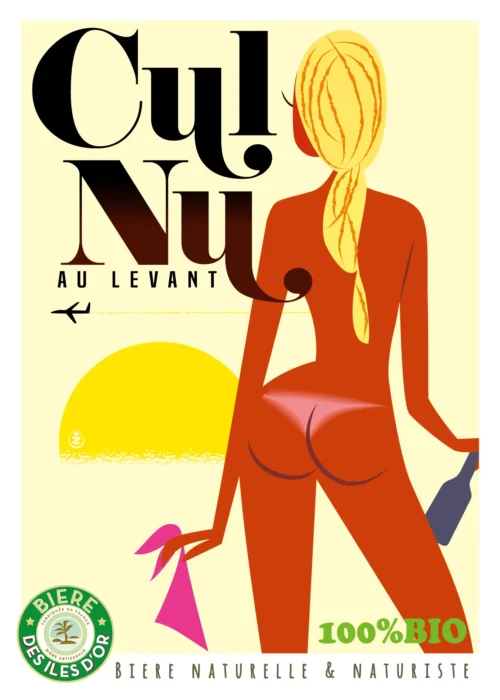 423-cul nu bière au lauvant, 100% Bio, Bière des iles d'or, Affiche, Tirage Art, Digigraphie, Illustration, œuvre, Poster, Fine Art, Design. Monsieur Z