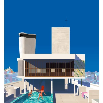436-cité Radieuse roof-top, Marseille, Le corbusier, Architecture, Affiche, Tirage Art, Digigraphie, Illustration, œuvre, Poster, Fine Art, Design. Monsieur Z