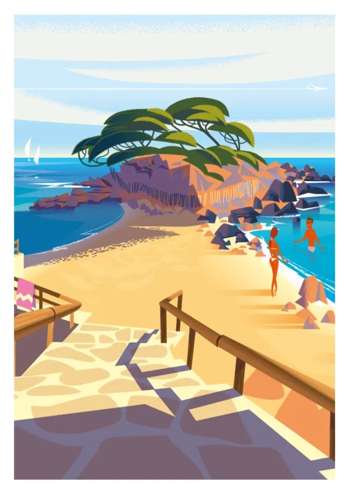 439-Plage Capelan sans texte Affiche, Tirage Art, Digigraphie, Illustration, œuvre, Poster, Fine Art, Design. Monsieur Z