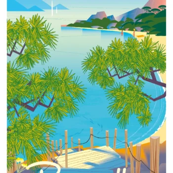 440-Porquerolles notre dame Provence, côte d'azur, Affiche, Tirage Art, Digigraphie, Illustration, œuvre, Poster, Fine Art, Design. Monsieur Z