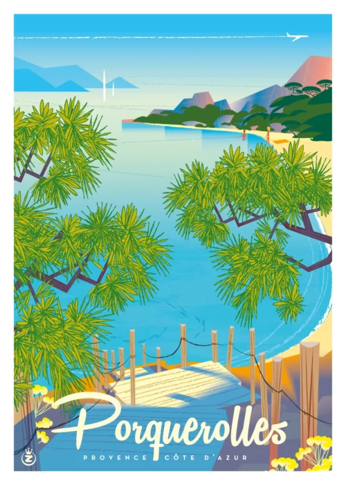 440-Porquerolles notre dame Provence, côte d'azur, Affiche, Tirage Art, Digigraphie, Illustration, œuvre, Poster, Fine Art, Design. Monsieur Z