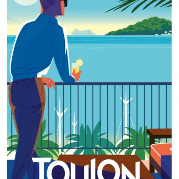 449-toulon littoral mistral Mourillon Homme de dos, regardant la mer, Affiche, Tirage Art, Digigraphie, Illustration, œuvre, Poster, Fine Art, Design. Monsieur Z