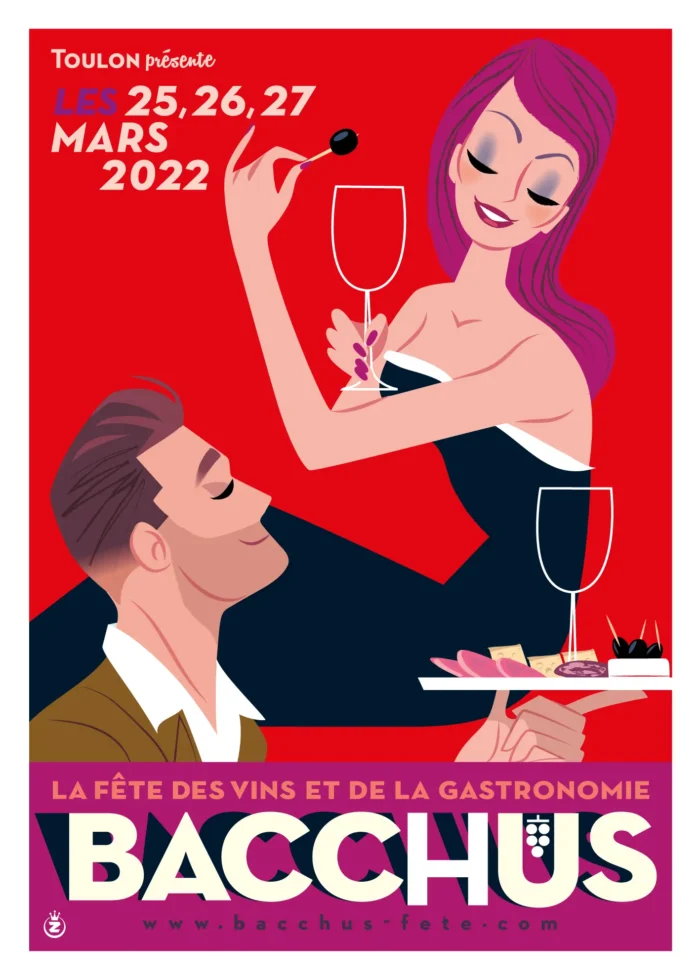 Affiche de Bacchus 2022, fête des vins de Toulon, par Monsieur Z