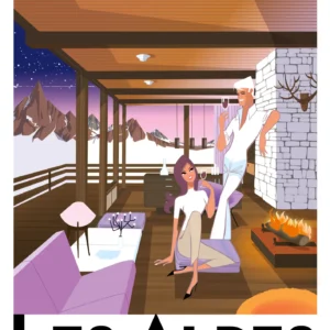 326-chalet modern mauve. Affiche, Tirage Art, Digigraphie, Illustration, œuvre, Poster, Fine Art. Monsieur Z