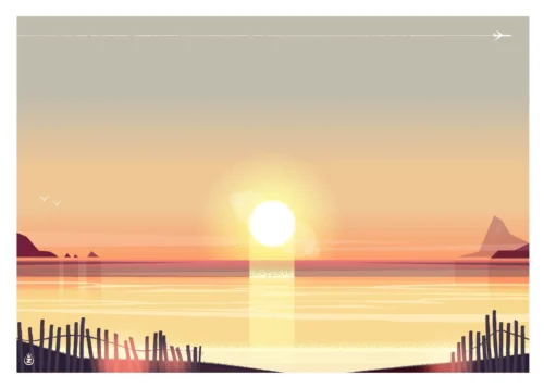 365-Almanarre sun set, couché de Soleil. Affiche, Tirage Art, Digigraphie, Illustration, œuvre, Poster, Fine Art. Monsieur Z