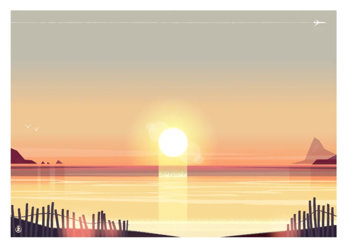 365-Almanarre sun set, couché de Soleil. Affiche, Tirage Art, Digigraphie, Illustration, œuvre, Poster, Fine Art. Monsieur Z