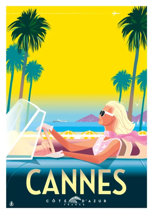 441-Cannes Grace Kelly Voiture. Affiche, Tirage Art, Digigraphie, Illustration, œuvre, Poster, Fine Art. Monsieur Z