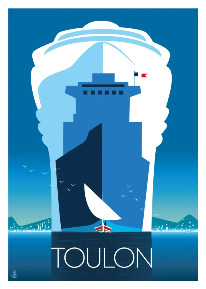 Affiche de la flotte de la Marine dans la rade de Toulon par Monsieur Z