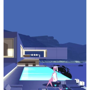 451-cocktail modern nuit. Affiche, Tirage Art, Digigraphie, Illustration, œuvre, Poster, Fine Art. Monsieur Z