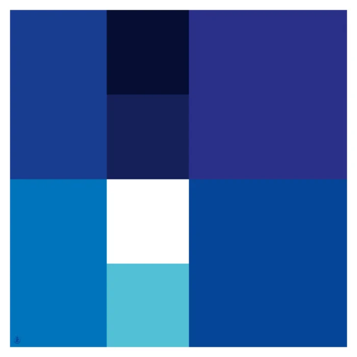 Affiche abstraite Bleu Cube par Monsieur Z