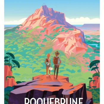 461-Roquebrune sur argens, Randonnée en montagne vue sur la côte d'azur, le rocher de roquebrune, Affiche, Tirage Art, Digigraphie, Illustration, œuvre, Poster, Fine Art, Design. Monsieur Z